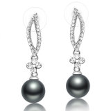 Gold Jewelry Alloy Crystal Black Pearl Earring Drop