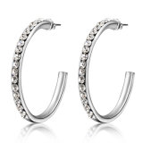 Best Quality White Gold Plated Crystal Stud Hoop Earrings