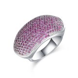 Elegant Style Women White Gold Plated Pink Color Crystal Ring