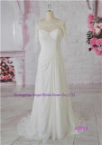 Top Quality Bateau Neckline Chiffon Column Bridal Gown Crystal Sash/Belt