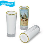 Hot Sale Sublimation Blank Golden Rim Glass Mug for DIY Printing