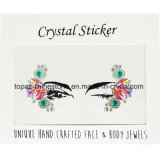 2018 China Supplier Skin Safe Party Eye Stickers Rose & Green Crystal Face Stickers (E09)