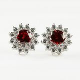 Cubic Zircon Diamond Crystal Stud Silver Earrings