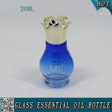 20ml Blue Color Glass Essential Oil Bottle with Flower Aluminum Cap