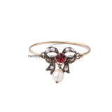 Simple Elegant Alloy Women's Bracelet Bow Design Arylic Pearl Pendant