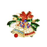 Enamel Crystal Rhinestone Large Christmas Bells Brooches Fashion Jewelry