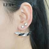 Silver Plated Crystal Rhinestone Asymmetry Double Sided Stud Earrings