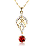 Gold Jewelry Leaf Shaped Crystal Necklace for Women