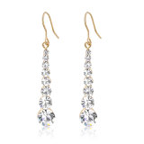 Fancy Design Latest Clear Crystal Drop Design Artificial Earrings Gold Jewelry for Women