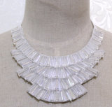 Women Fashion Bead Crystal Costume Collar Necklace Jewelry (JE0160-white)
