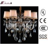 Hotel Decorative Zinc Alloy Crystal Chandelier with Fabric Shade