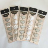 Glitter Sliver Heart 3D Sticker / White Peony Flower Dimensional Paper Craft Stickers