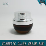 20g Amber Glass Cosmetic Jar with Metal Lid