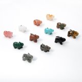 Natural Crystal Gem Stone Solid Elephant Mixed Charms Pendant