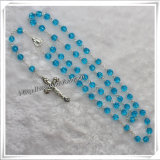 8mm Blue Color Catholic Crystal Beads Rosary (IO-cr253)