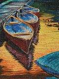 Boat and River Hand-Cut Crystal Art Mosaic (CFD148)