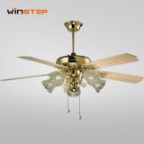 52 Inch Antique Brass Crystal Decorative Ceiling Fan with Glass Lamp