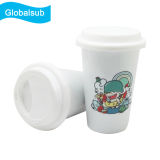 11oz Double Wall Insulated White Ceramic Sublimation Travel Coffee Cup with Lid
