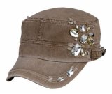Ladies Fashion Customized Crystal Army Cap for Spring