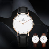 Stainless Steel Watch with Leather Strap, Fashion Watch, High-End Gift Watch 72315
