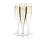 Hard Plastic 1 Piece Champagne Flute, 5oz Capacity, Clear