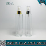 150ml Clinder Cosmetic Clear Glass Bottle with Spray Pump