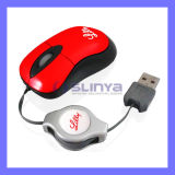 High Quality Retractable Wired Compuputer Optical Mouse for Promotion