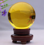 Yellow Crystal Glass Ball with Base
