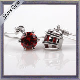 High Quality Dark Garnet Red Cubic Zirconia Silver Eardrop Jewelry