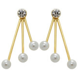Silver/Gold Plated White Pearl Faceted Crystal Stud Earrings