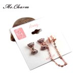 Rose Gold Plated Crystal Bow Knot Stud Earrings Fashion Accessories