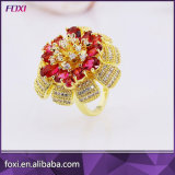 18K Yellow Gold Plating Big Flower Zirconia Jewelry Rings