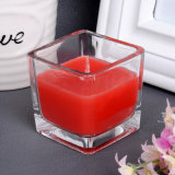 Square Shaped Aroma Scent Glass Candle with Clear Jar