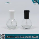 10ml Circular Clear Glass Nail Polish Bottle with Black and White Brush Cap