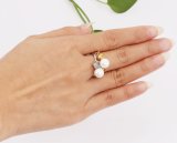 Flower Shape 9-9.5mm Natural Pearl Ring