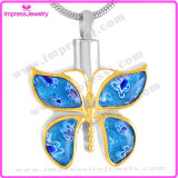 Butterfly Shape with Crystals Memorial Necklace Cremation Jewelry Pendant 316L Stainless Steel