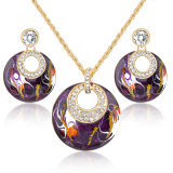 Female Fashion Jewelry Enamel Drop Earring and Necklace Set