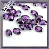 Good Quality Amethyst Color Double Checker Cut Oval CZ Stone