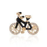 Black Bike Rose Gold Crystal Rhinestone Alloy Brooch
