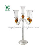 Glass Candle Holder for Decoration with Three Poster (10*22*36)