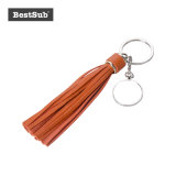 Sublimation Round Keychain W/ Long Fashion Trimming Tassels (Orange)