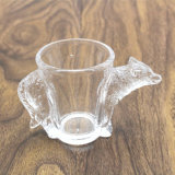 Animal Design Wolf Shape Transparent Small Glass Cup