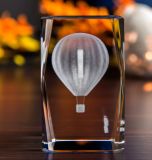 Hot Air Balloon Crystal Glass Cube with 3D Laser Engraing for Travelling Gifts