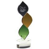 Leaf Crystal Award with Logo Printing Colorful