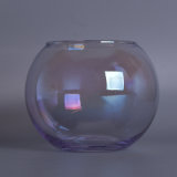 Round Candle Jar with Blue Iridescent Decoration