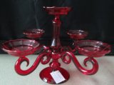 Painting Red Glass Candle Holder with Five Poster