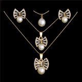 Leaf Crystal Silver Gold Color Jewelry Set