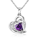 Purple Zircon Crystal Heart Pendant imitation Fashion Jewelry Necklaces