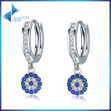 925 Sterling Silver Round Blue Crystal for Women Jewelry Drop Earrings