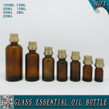 Whole Set Amber Glass Essential Oil Bottle with Gold Plastic Cap with Plug